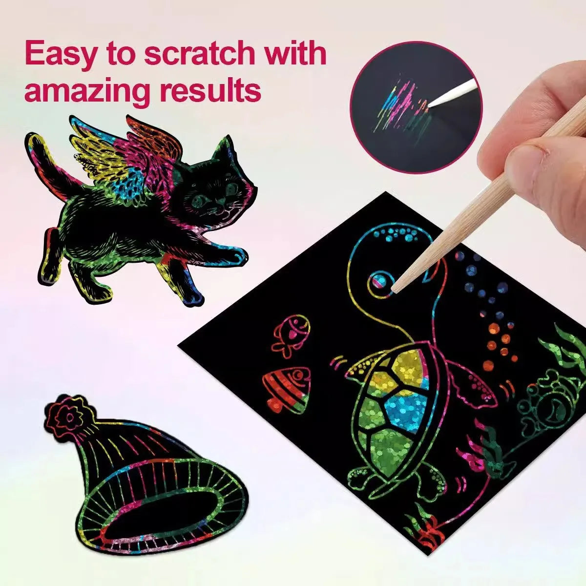 Rainbow Scratch Paper Art Set with Bamboo Stylus