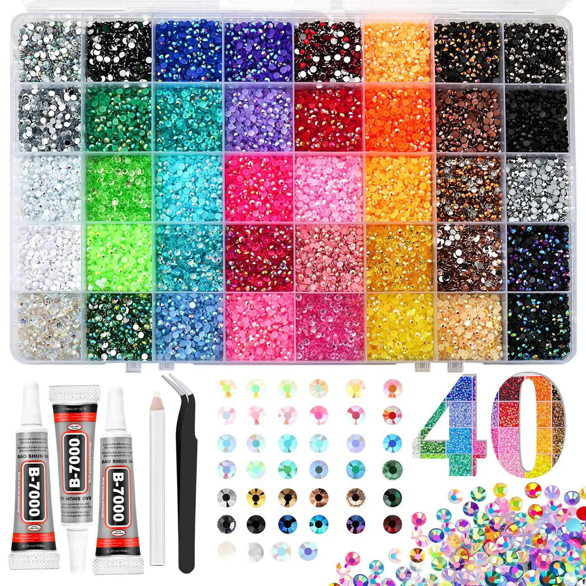 Mixed Color Resin Rhinestone Set for Crafts and DIY Decor