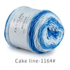 Blue and white gradient cotton-wool yarn skein labeled Fairyland Cake line 1164
