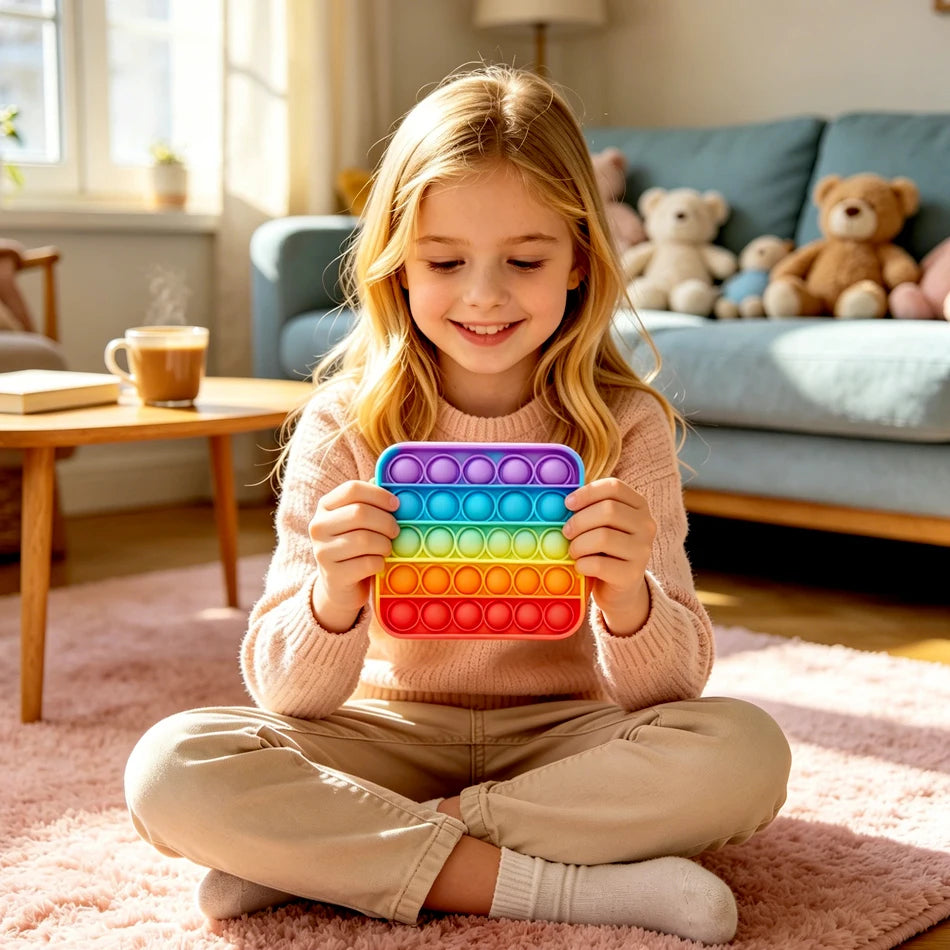Rainbow Pop Fidget Toy – Large 20cm Squishy Sensory Stress Relief for Kids & Adults