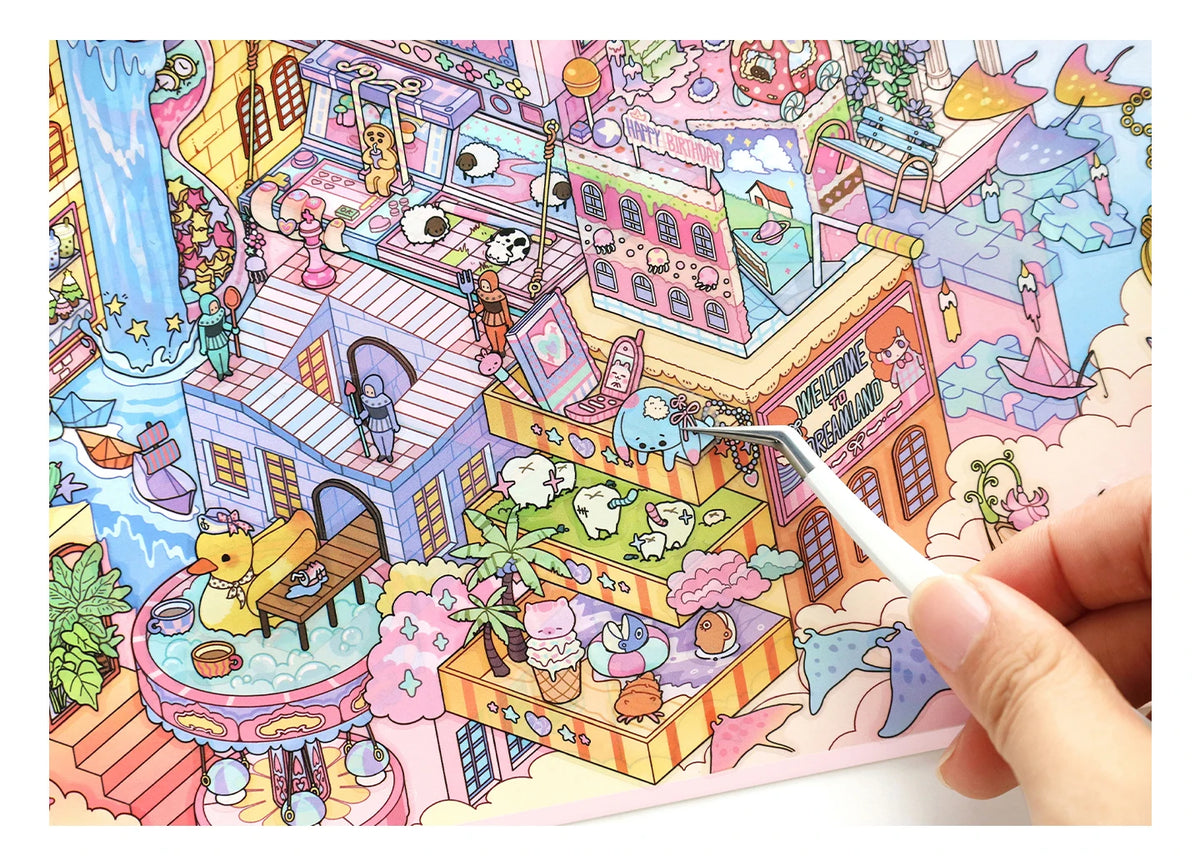Kawaii Fantasy City 3D Sticker Sheet