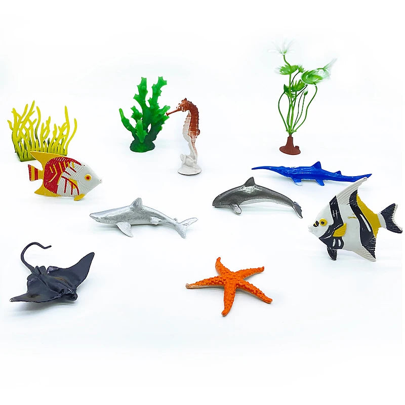 56-Piece Ocean Animal Figurines Set with Coral and Sea Creatures