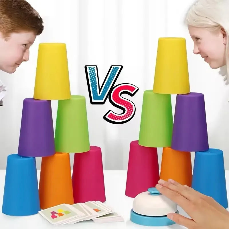 Stack Cup Speed Game with Color Recognition Cards