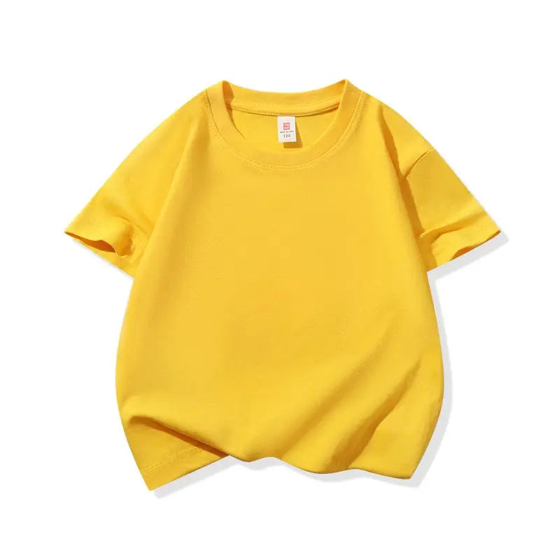 A bright yellow classic cotton crew neck t-shirt for kids.