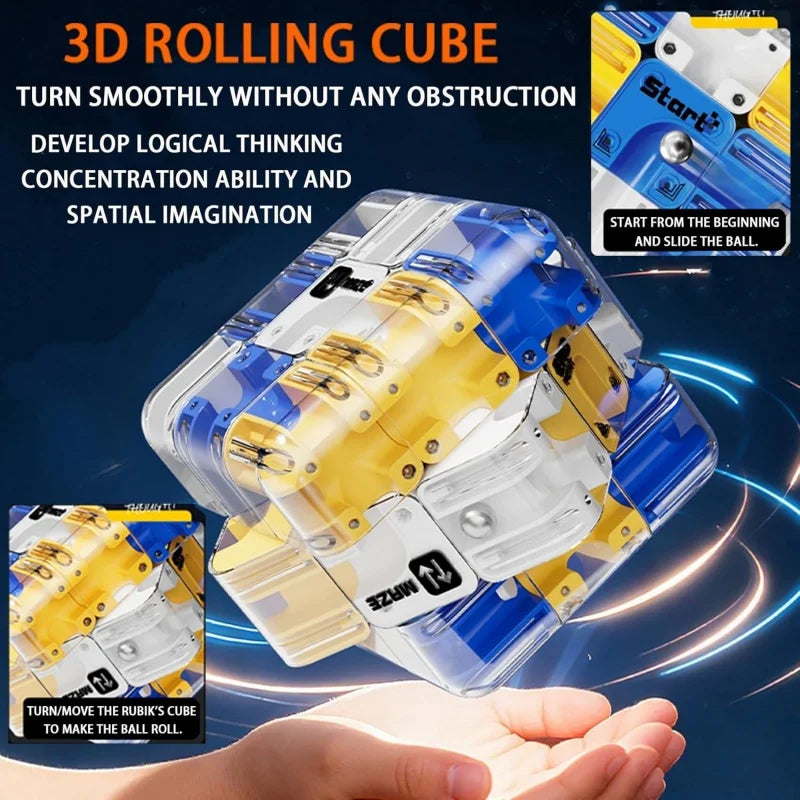 3D Rolling Ball Maze Cube Puzzle Toy