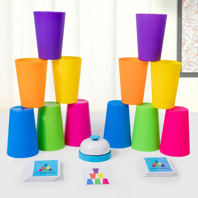 Stack Cup Speed Game with Color Recognition Cards