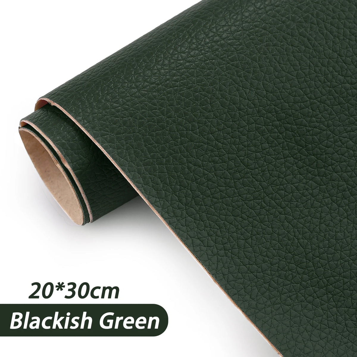 Roll of blackish green PU leather repair patches measuring 20x30cm