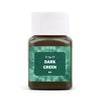 A dark green textile fabric dye kit in a glass bottle with a white cap.