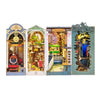 A collection of detailed miniature dollhouse kits featuring various architectural scenes and decorative elements.