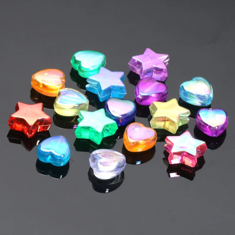 Acrylic Star & Heart Beads for Jewelry Making – 200-Piece Set