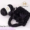 A bundle of black hand-knitting yarn and a satin ribbon set for weaving and bag making