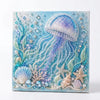 Diamond art kit featuring iridescent blue and purple ocean designs with starfish and sea creatures