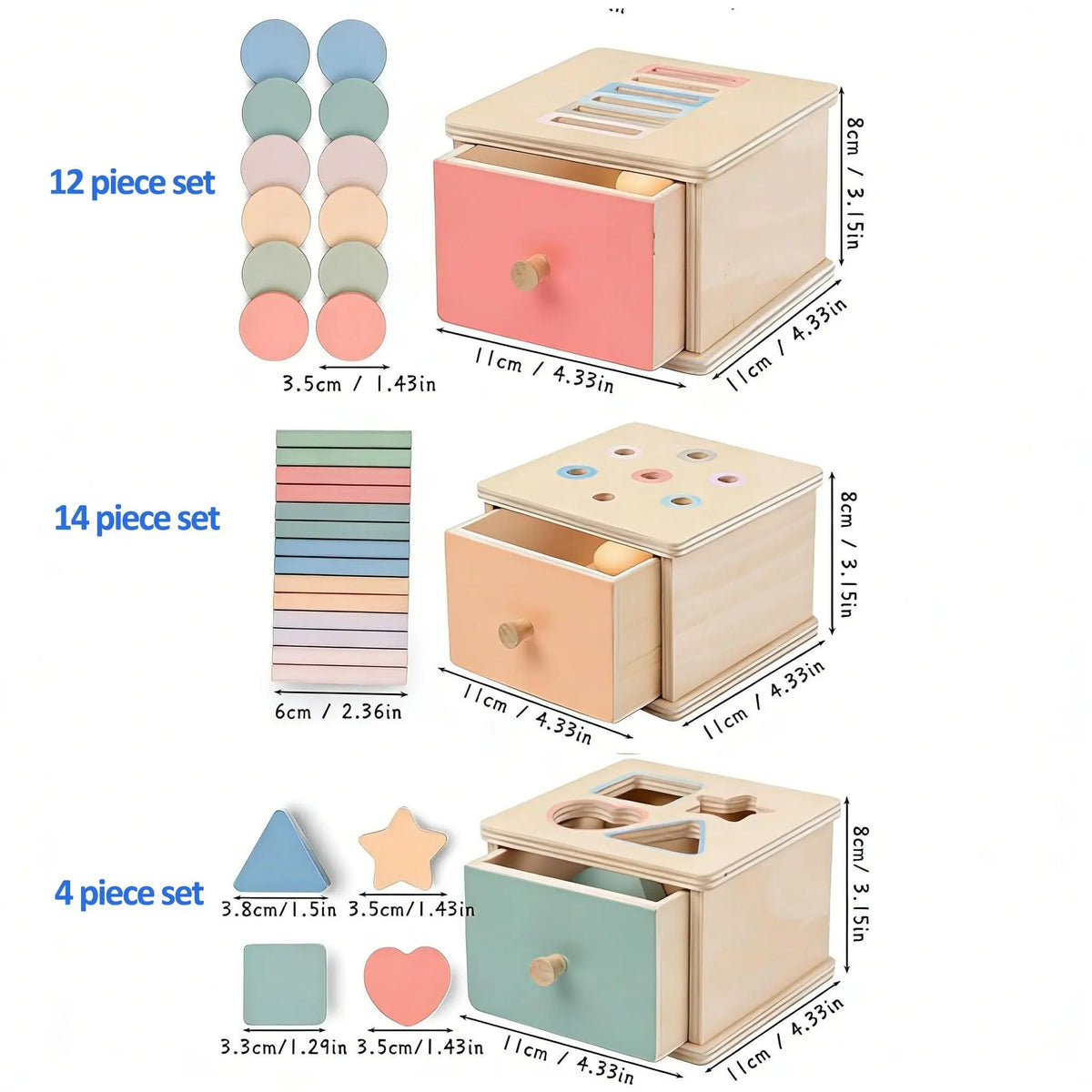 Wooden Montessori Sorting Box with Shape & Color Matching Games