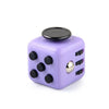 A purple fidget cube with a rotating joystick and magnetic buttons.
