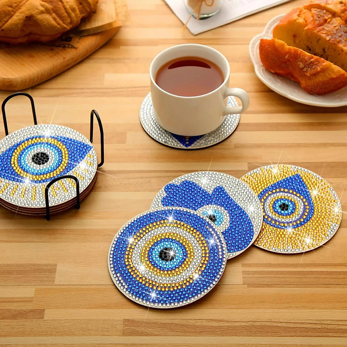 DIY Mandala Diamond Art Coaster Set with Holder