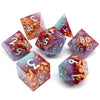 Handmade Resin D&D Dice Set – 7 Polyhedral Dice with Floral Design
