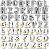 A set of personalized sterling silver alphabet charm beads featuring cubic zirconia stones.
