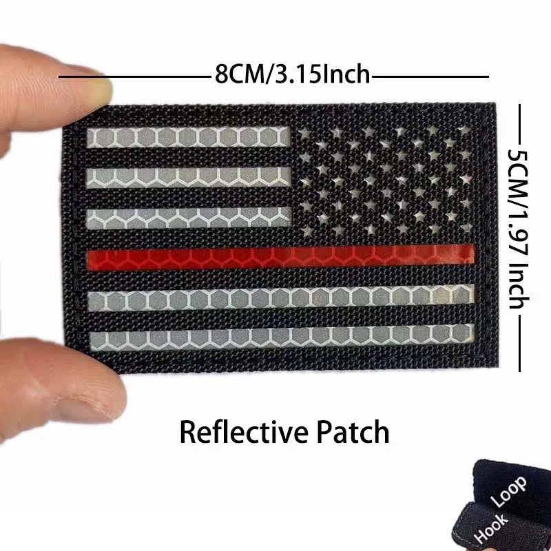 Reflective American Flag Tactical Patch with Glow-in-the-Dark Detail