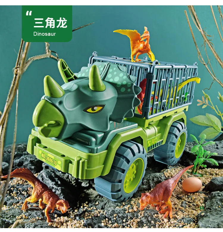 Dinosaur Transport Truck Carrier Playset with Tyrannosaurus Rex