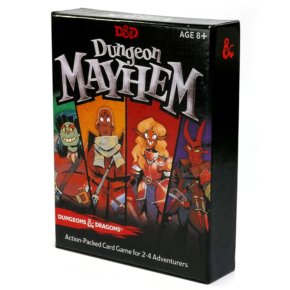 Box of Dungeons & Dragons Mayhem card game featuring monster adventures for game night