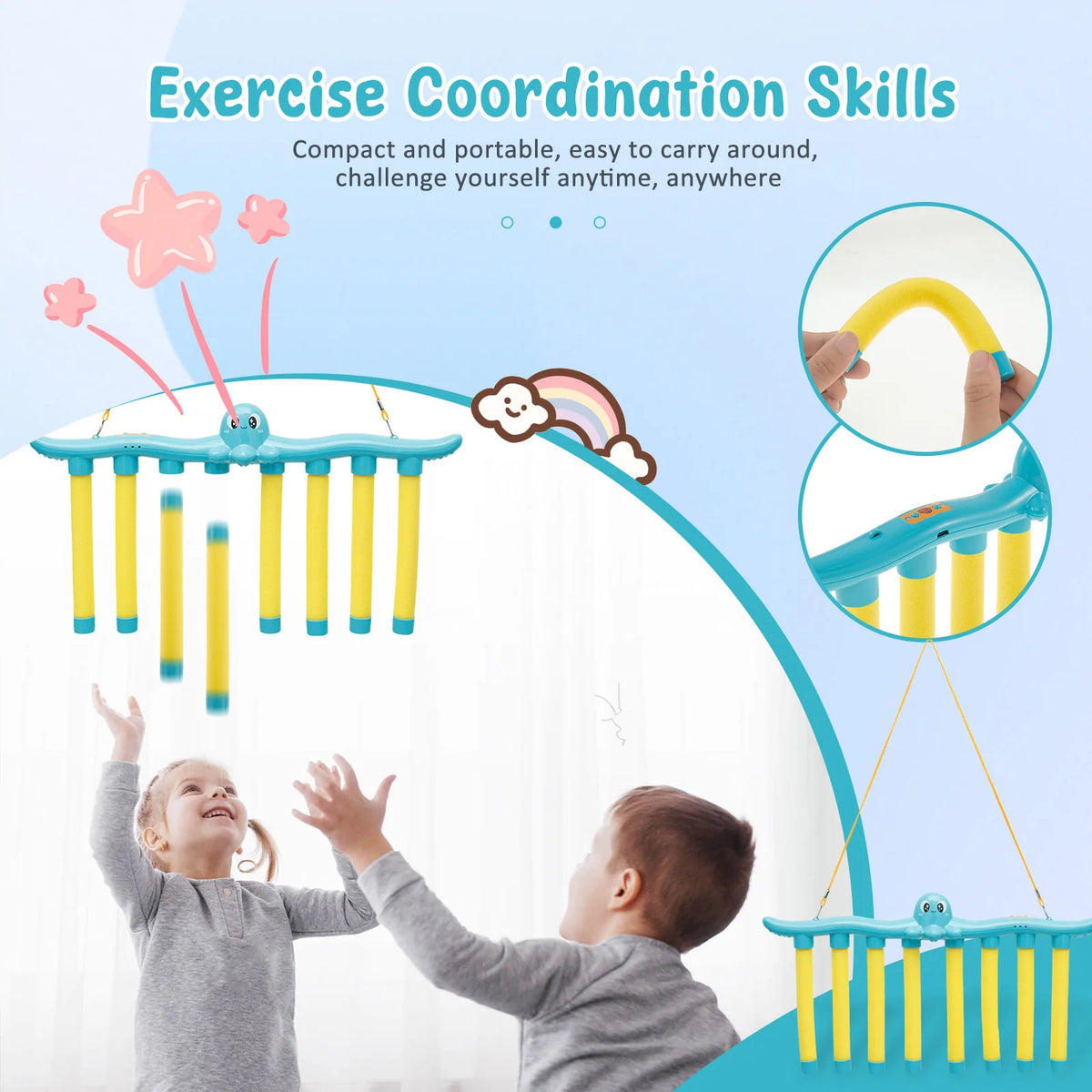 Reaction Training Catching Sticks Game with Adjustable Speeds