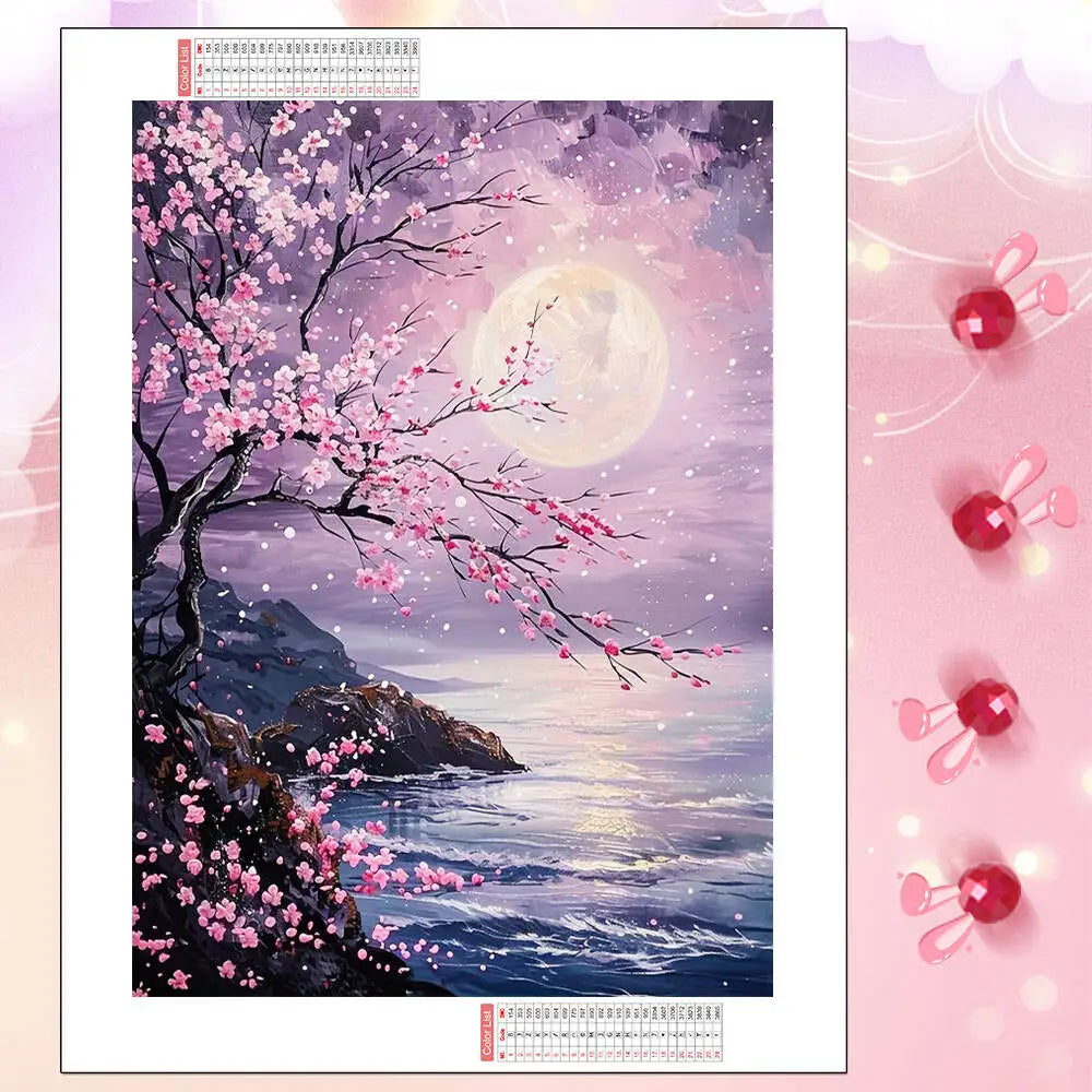 Full Drill Diamond Painting Kit - Moonlit Tree Landscape Art