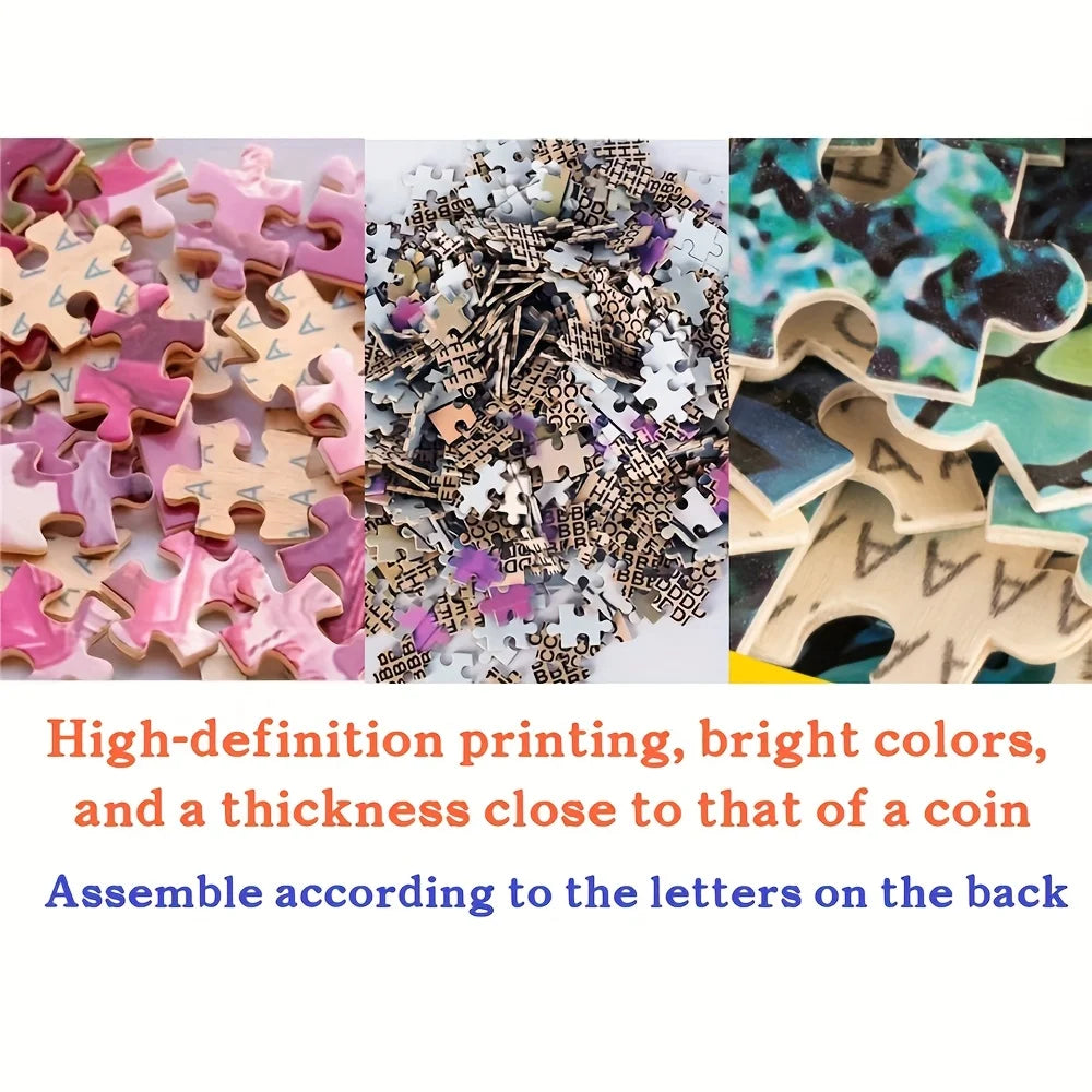 A collection of colorful wooden jigsaw puzzles featuring letters to assemble into words