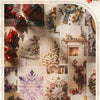 A variety of embossed Christmas decorative paper sheets featuring festive designs, including ornaments, trees, and floral pat