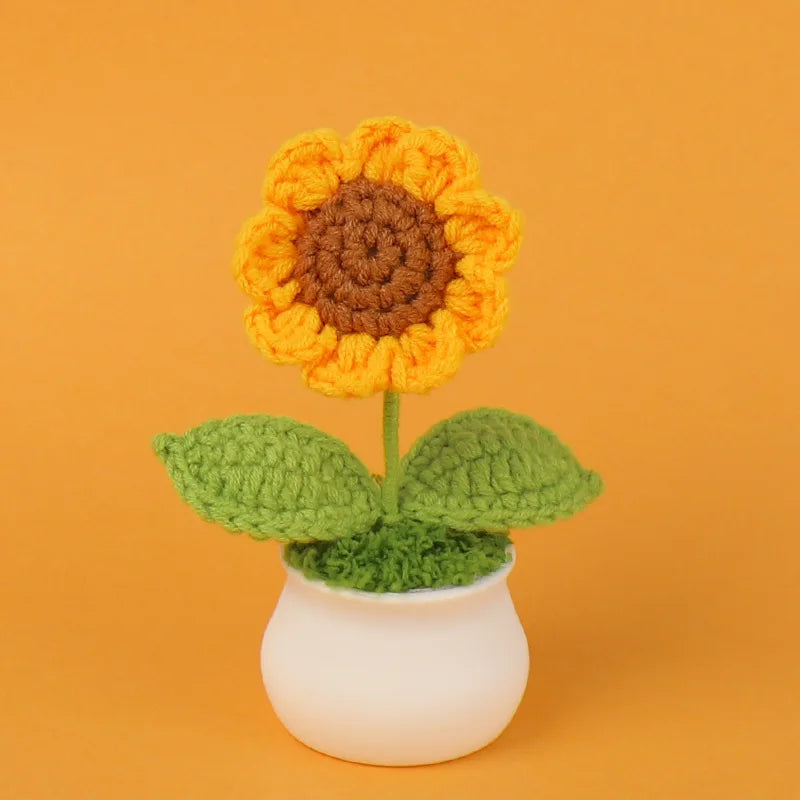 Handmade Crochet Sunflower in Pot