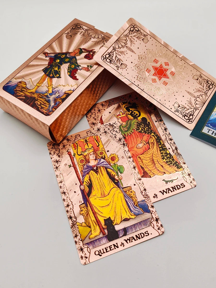 Gold Foil Waterproof Tarot Card Deck with Guidebook