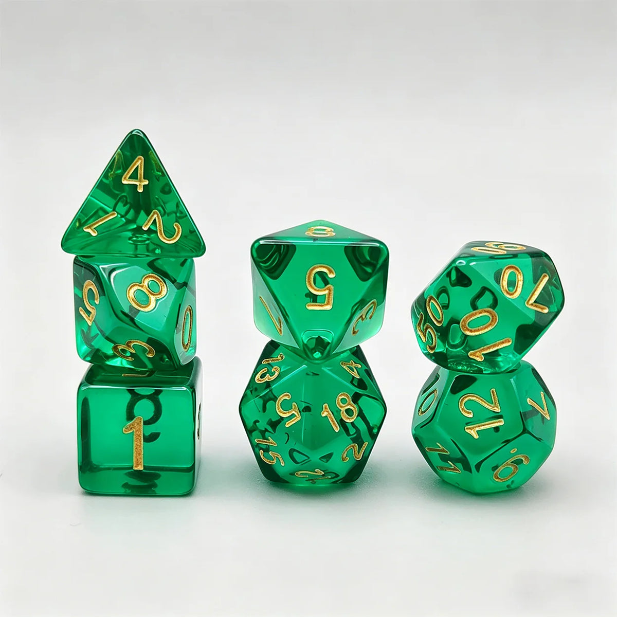 Translucent Green Polyhedral Dice Set (7-Piece)