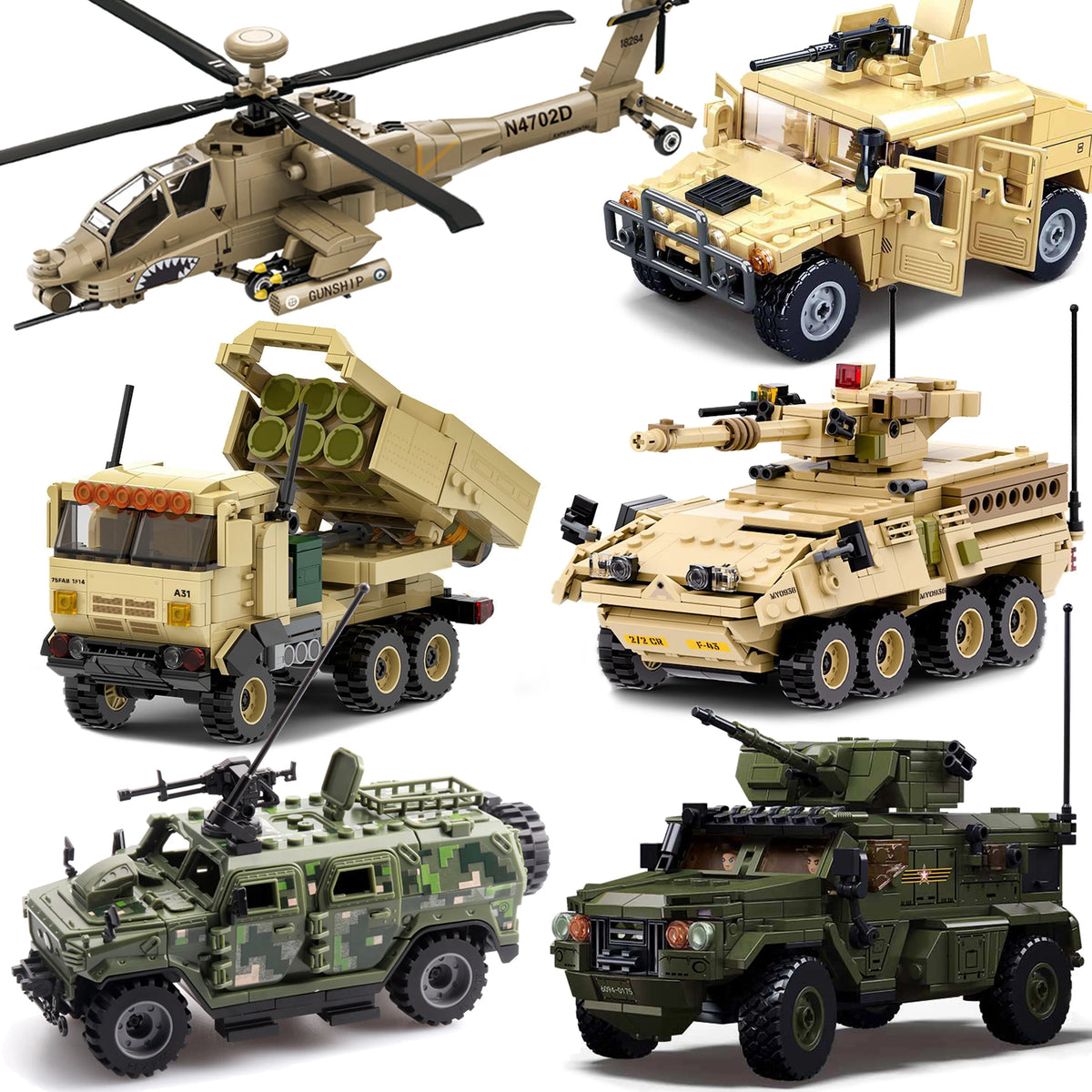 Military Hummer Tank Building Blocks Set