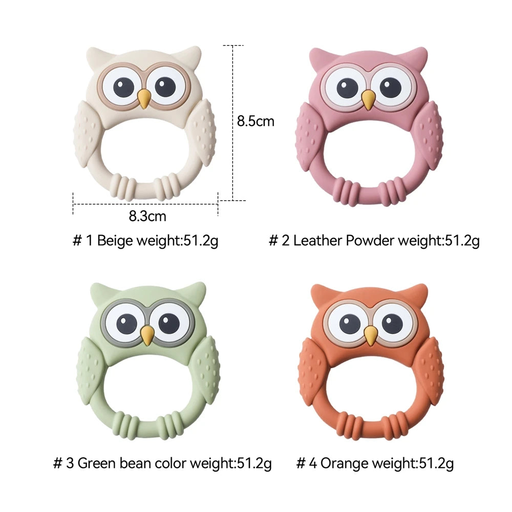 Owl Silicone Baby Teether with Rattle