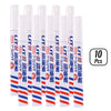 A set of ten permanent paint markers in white and red, packaged for rubber, fabric, and metal painting.