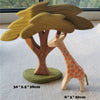 A wooden stacking block set featuring a tree and a giraffe in natural wood tones.