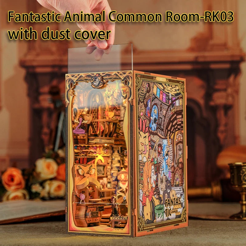 Owl Bookstore Miniature Book Nook DIY Kit with LED Lighting