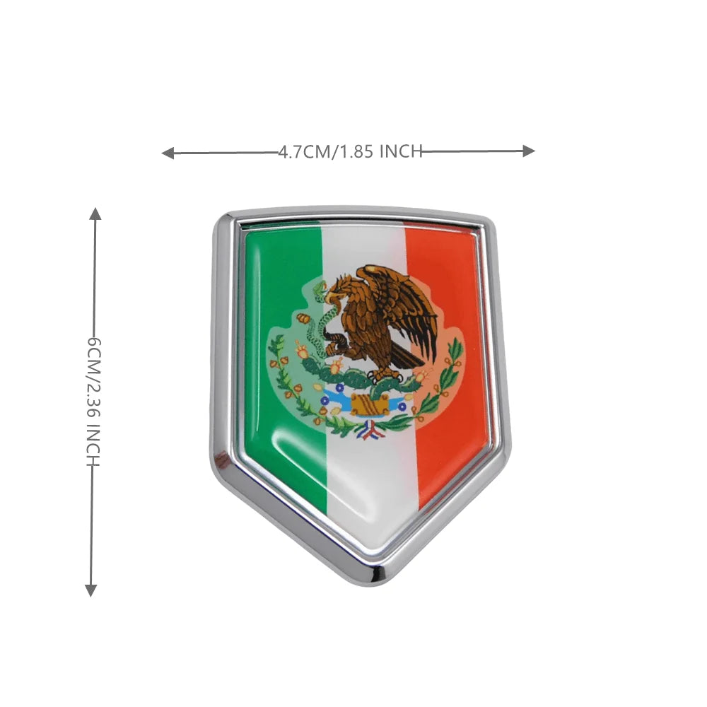 Chrome emblem of the Mexican flag featuring an eagle and a serpent design.