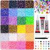 A collection of various colored and glittery rhinestones and craft embellishments for DIY projects.
