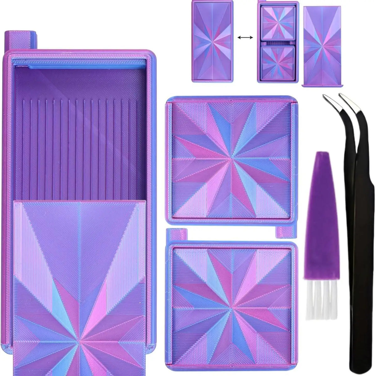 Stackable Diamond Painting Organizer Tray with Tweezers & Brush