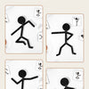A set of wooden sports pose jigsaw puzzles depicting various athletic figures like a running man and a standing figure.