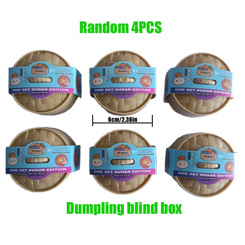 Random 4PCS of Dumpling blind box stress relief toys in various colors and packaging