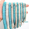A collection of natural turquoise and white stone beads strung together for jewelry making