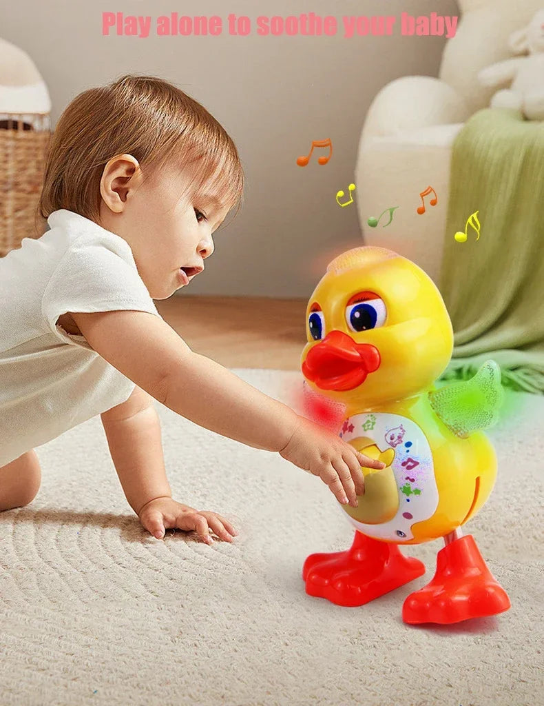 Electric Dancing Duck Toy with Music and Light-Up Eyes