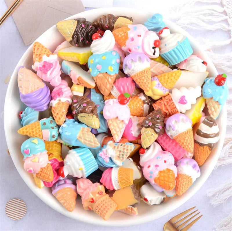 A bowl filled with assorted colorful candy resin flatbacks for DIY crafts and jewelry making