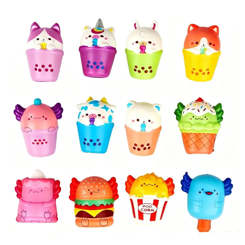 Kawaii Slow-Rising Squeeze Fidget Toys – Set of 12
