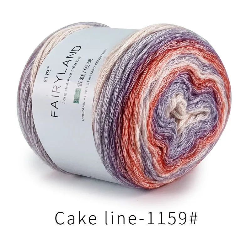 Spool of Fairyland gradient rainbow cotton-wool yarn for knitting and crochet