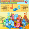 Bunte magnetische Bausteine in Form von Dinosauriern und Vulkanen für kreative Aktivitäten