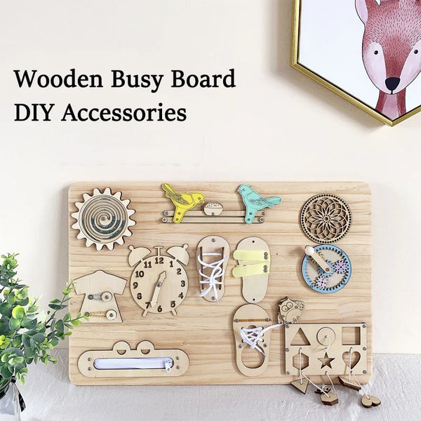 Montessori Wooden Busy Board Parts DIY Sensory Activity Set