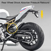 Rear wheel shock absorber pressure rebound mechanism on a motorcycle