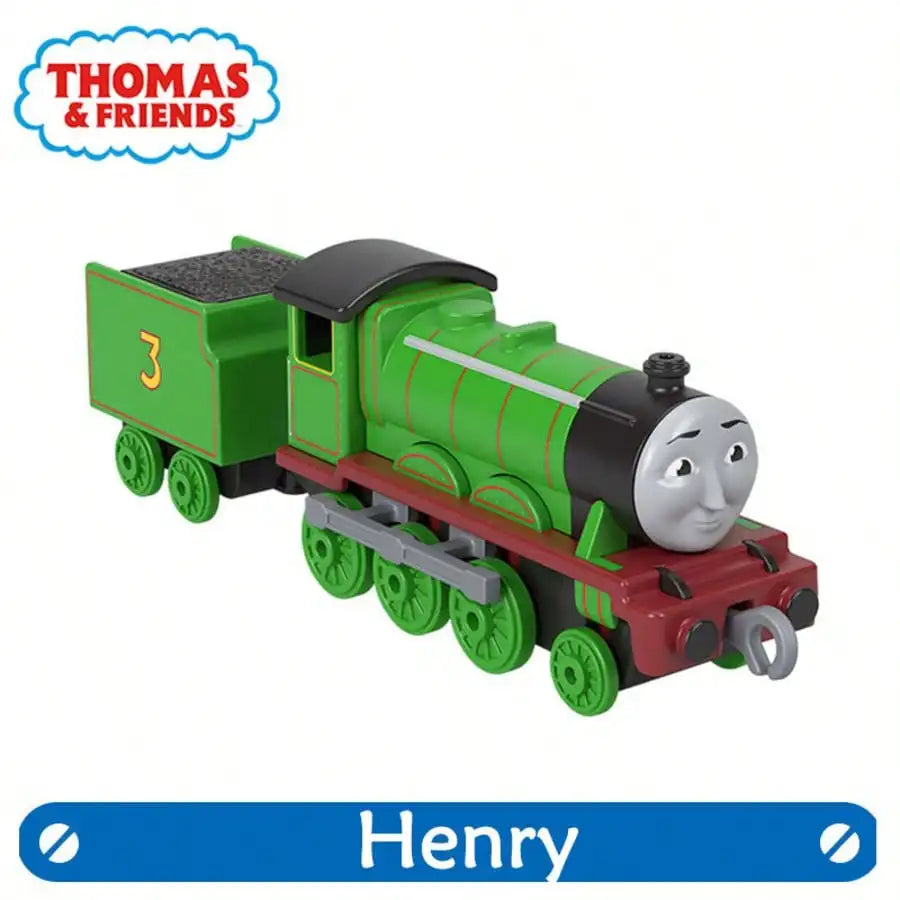 A green Thomas & Friends diecast train character named Henry with a number 3 on the side.